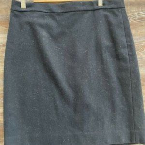 J Crew Sz 12 Solid Black Double Serge Wool Pencil Skirt